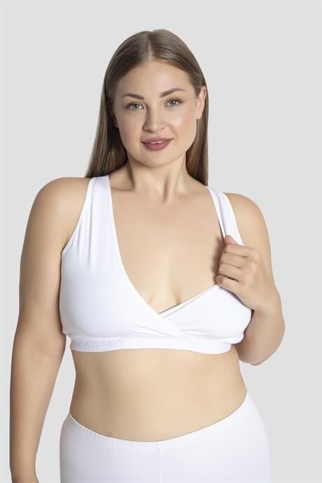 Hamile Emzirme Büstiyeri Sporcu Beyaz Yarım Atlet
