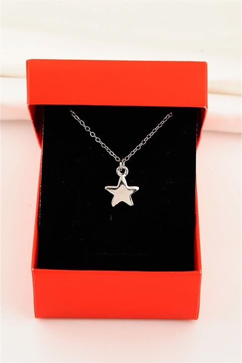 Kutulu Yıldız Tasarımlı Unısex Zincirli Kolye