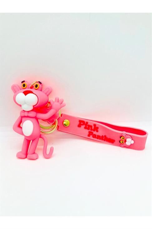 Pembe Panter Karakterli Klipsli Bileklikli Anahtarlık Aksesuar