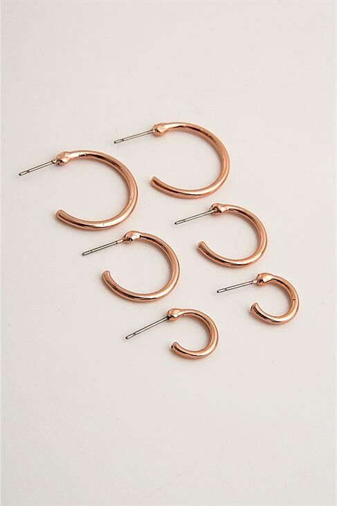 Rose Renkli 6lı Halka Küpe Seti