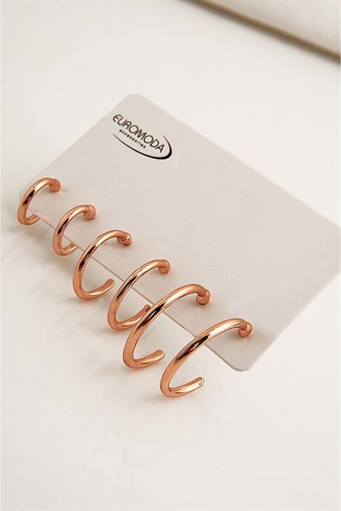 Rose Renkli 6lı Halka Küpe Seti