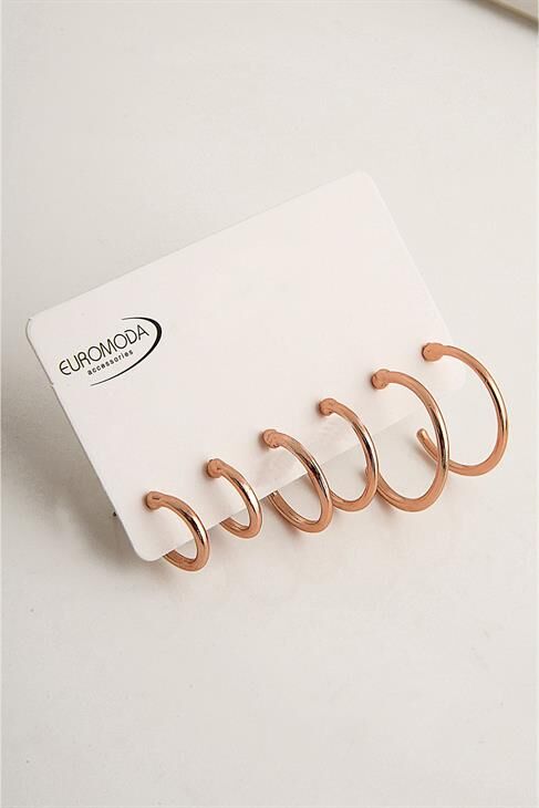 Rose Renkli 6lı Halka Küpe Seti