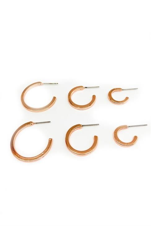 Rose Renkli 6lı Halka Küpe Seti