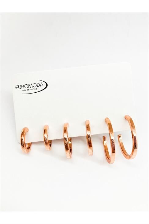 Rose Renkli 6lı Halka Küpe Seti