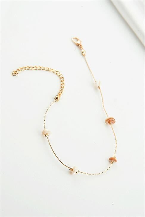 Sade Sedef Doğal Taşlı Halhal Ayak Aksesuarı