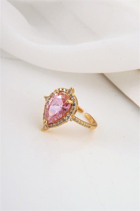 Ayarlanabilir Özel Tasarımlı Zirkonium Taşlı Gold Renkli Yüzük