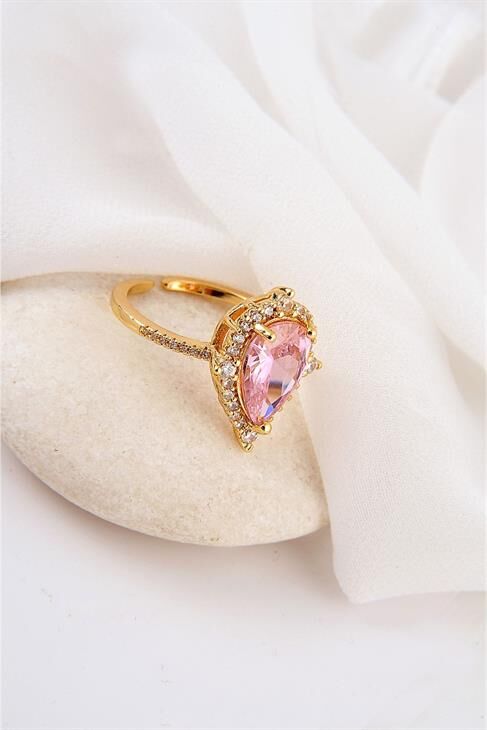 Ayarlanabilir Özel Tasarımlı Zirkonium Taşlı Gold Renkli Yüzük