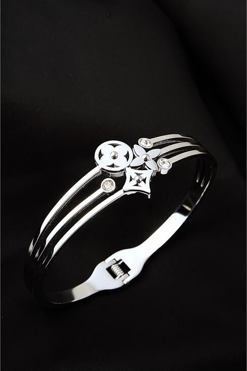 Çelik Van Cleef Tasarımlı Gold Renkli Kelepçe Bileklik