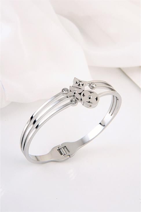 Çelik Van Cleef Tasarımlı Gold Renkli Kelepçe Bileklik