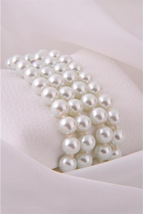 Beyaz Inci Taşlı Incili Kolye