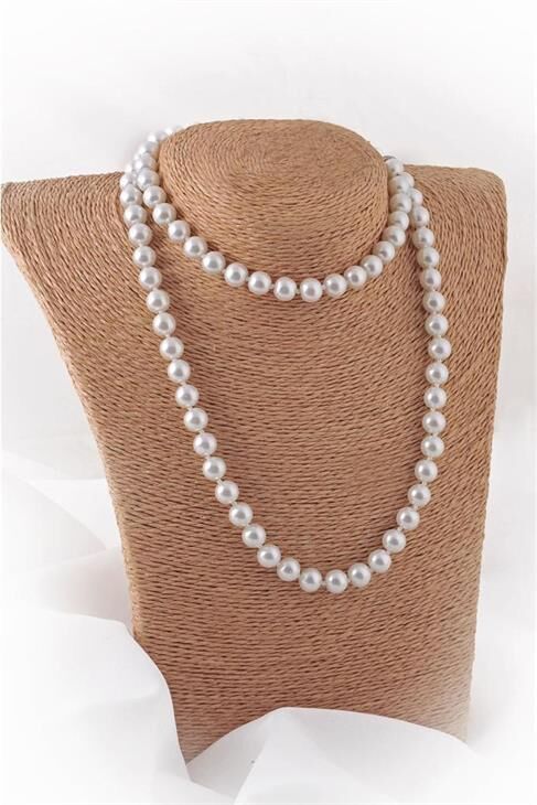 Beyaz Inci Taşlı Incili Kolye