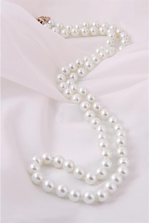 Beyaz Inci Taşlı Incili Kolye