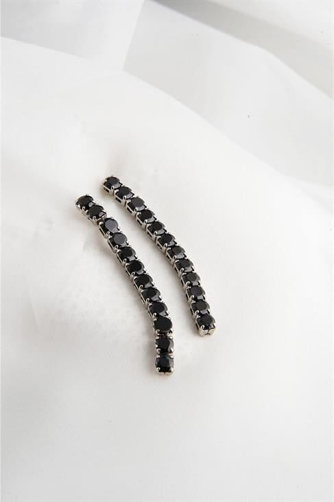 Özel Siyah Zirkonium Taşlı Kaplamalı Kolye Küpe Abiye Takım Seti