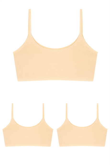 3 Adet Ten Kız Çocuk Yarım Atlet Pedsiz Pamuklu Genç Kız Alıştırma Sütyeni