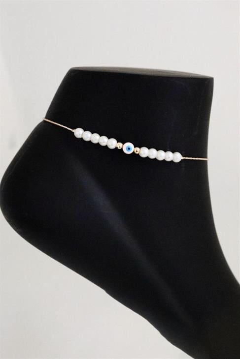 Nazar Tasarımlı İnci Boncuklu Halhal Ayak Aksesuarı