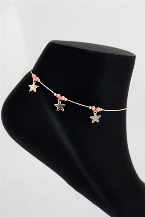 Yıldızlar Tasarımlı Gold Renkli Halhal Ayak Aksesuarı
