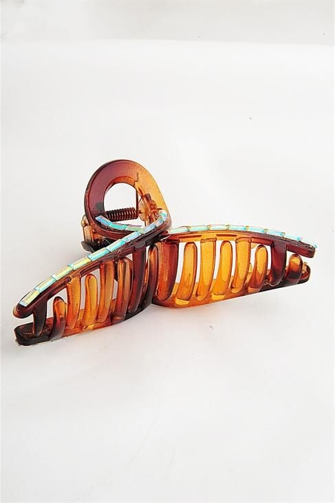 Kahverengi Taşlı Büyük Boy Mandal Toka