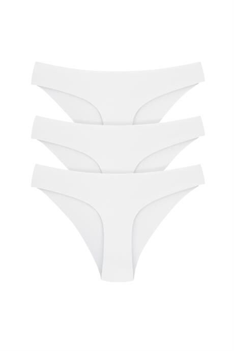 Kadın İz Yapmayan Dikişsiz Lazer Kesim Külot 3'lü Paket Beyaz