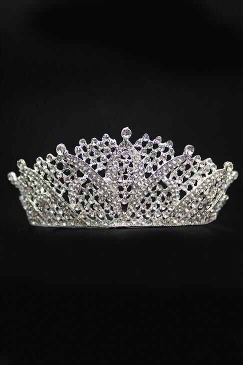 Zirkon Taşlı Gümüş Kaplamalı Gelinlik Tacı