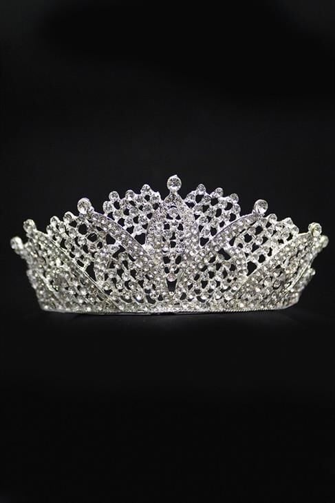 Zirkon Taşlı Gümüş Kaplamalı Gelinlik Tacı