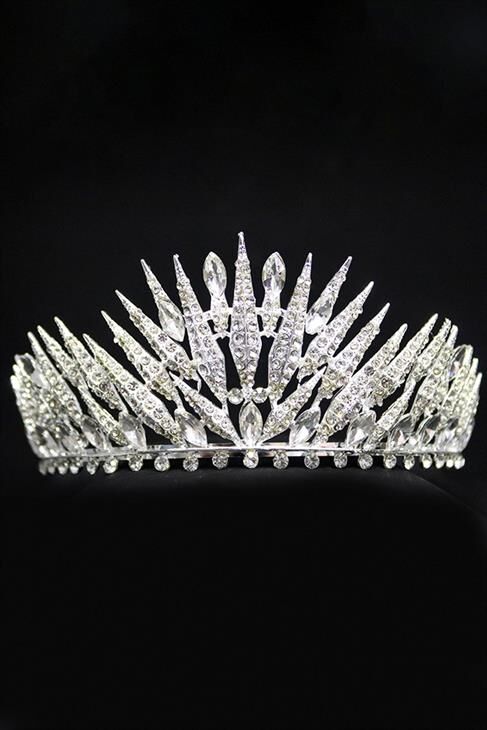 Zirkon Taşlı Gümüş Kaplamalı Gelinlik Tacı