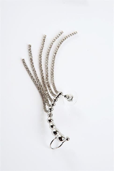 Özel Tasarımlı Stras Taşlı Gold ve Gümüş Renkli Kıkırdak Küpe