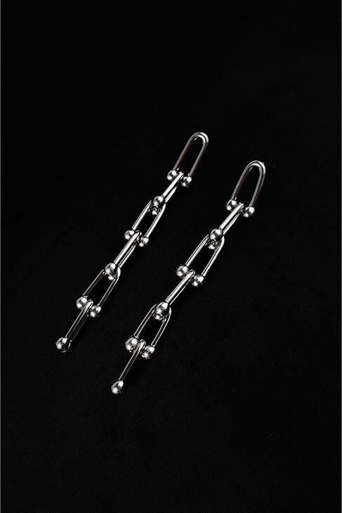 Özel Tasarımlı Gold ve Gümüş Kaplamalı Çelik Sallantılı Küpe