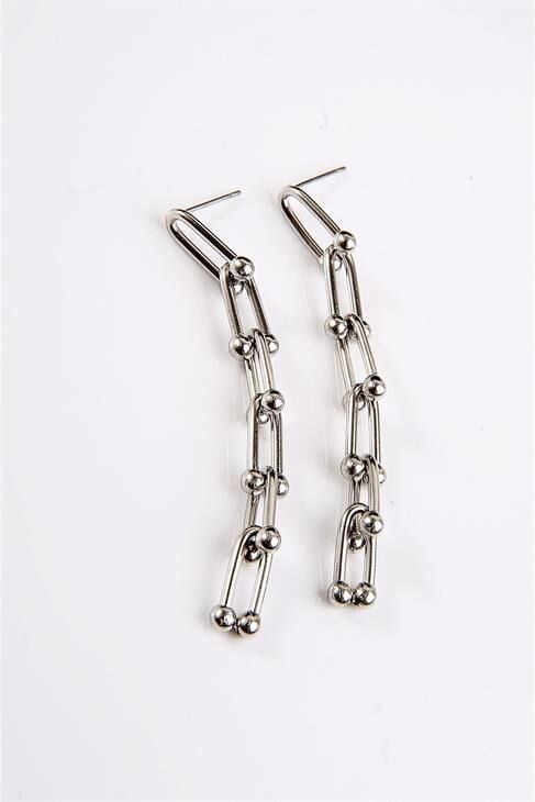 Özel Tasarımlı Gold ve Gümüş Kaplamalı Çelik Sallantılı Küpe