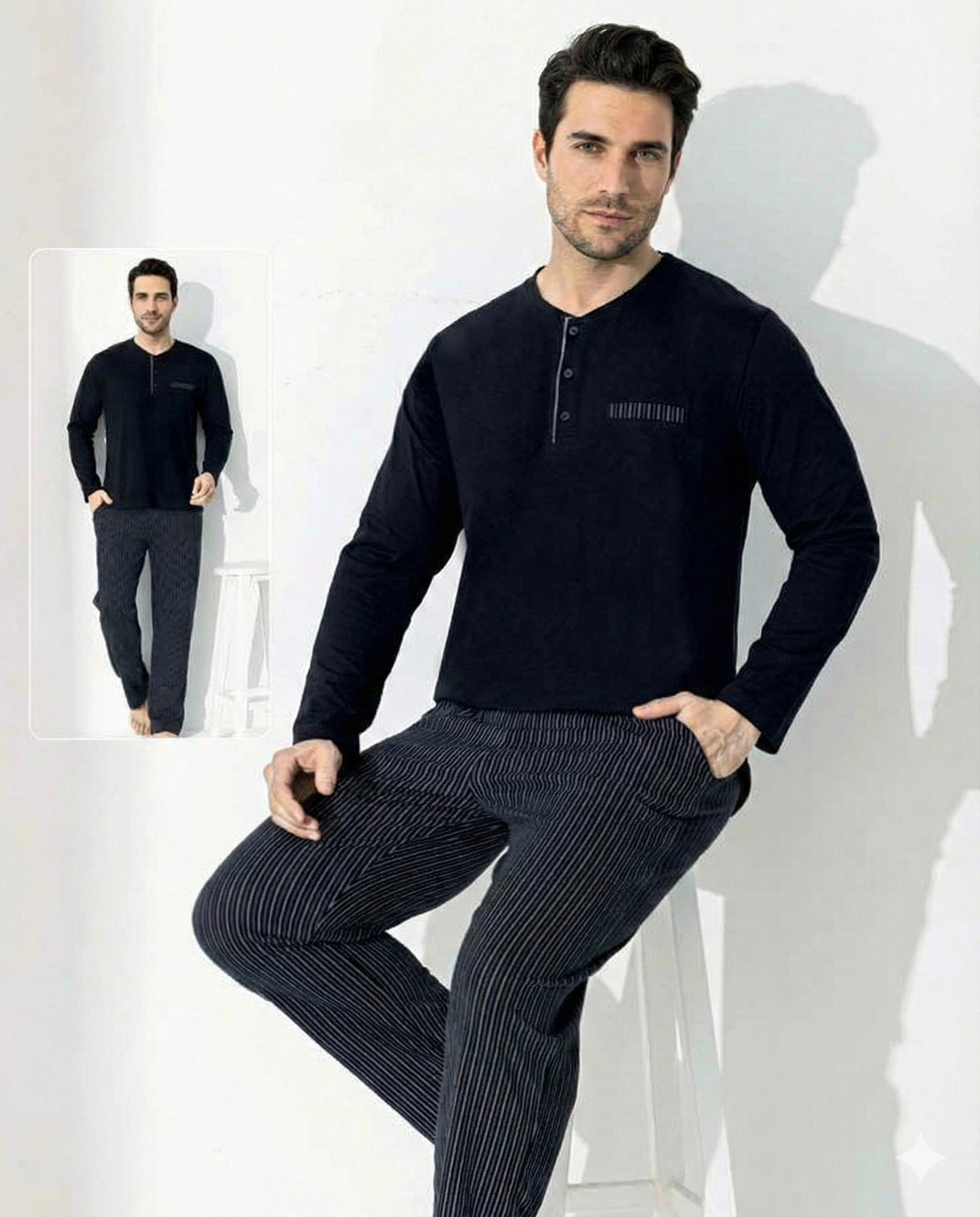 Boyraz 0690 Erkek Uzun Kol Penye Pijama Takımı