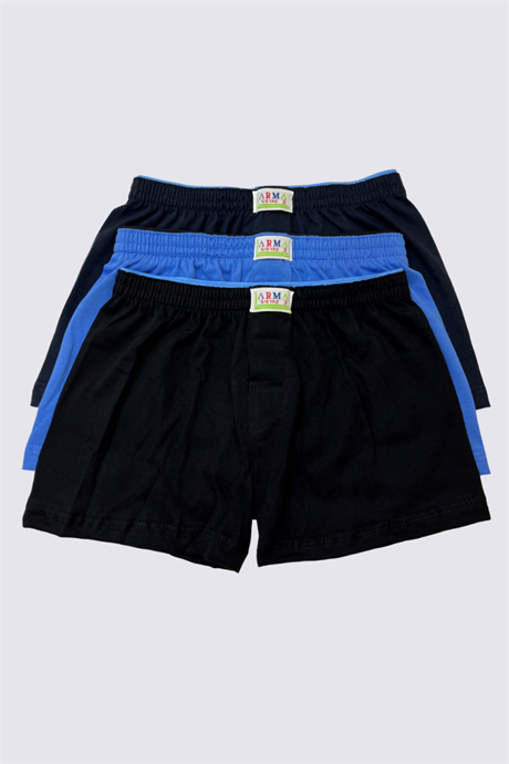 Erkek Çocuk Pamuklu Düz Klasik Rahat Kesim Boxer 3'lü Paket Renkli