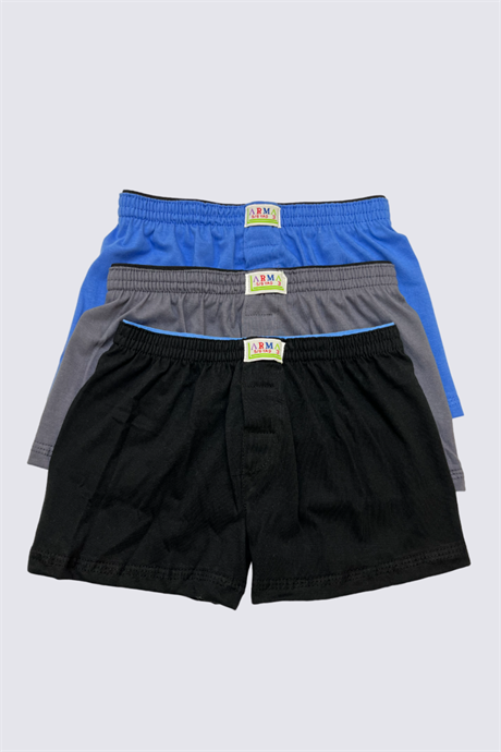 Karışık Renkli Erkek Çocuk Havlu Bel Boxer 3'lü Paket %100 Pamuklu