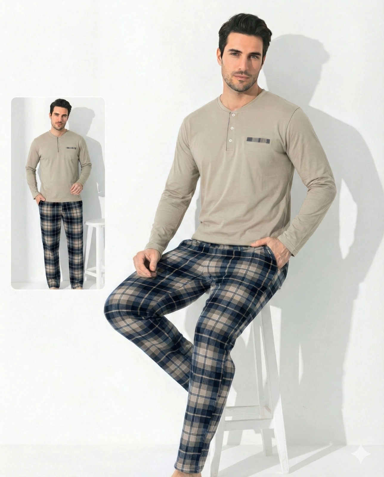 Boyraz 0697 Erkek Uzun Kol Penye Pijama Takımı