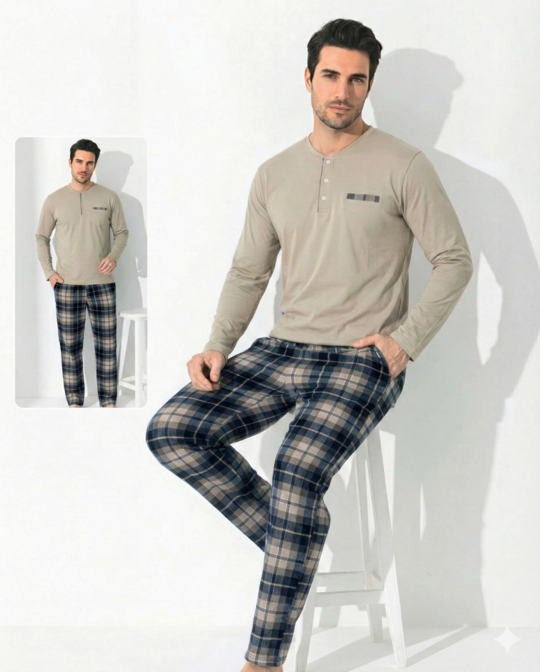 Boyraz 0697 Erkek Uzun Kol Penye Pijama Takımı