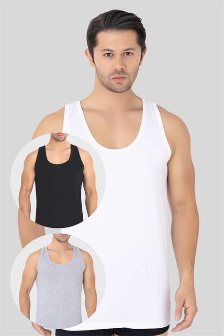 6'lı Paket Renkli Erkek Atlet %100 Pamuklu Penye, Nefes Alabilir İç Giyim