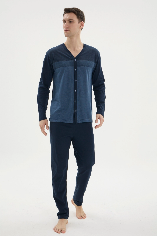 Kocabey Dm-26104 V Yaka Boydan Düğmeli Pijama Takımı