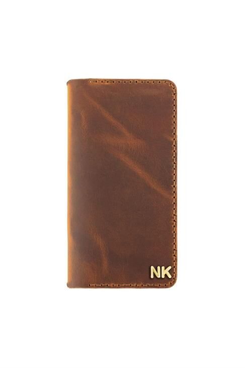 Isminizin Baş Harflerine Özel Crazy Deri Uzun Cüzdan - Taba