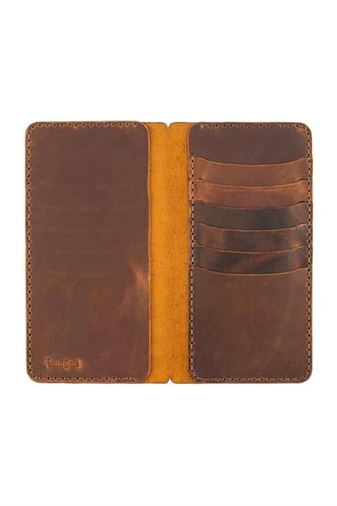 Isminizin Baş Harflerine Özel Crazy Deri Uzun Cüzdan - Taba