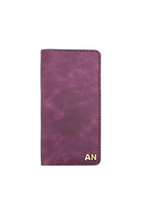 Isminizin Baş Harflerine Özel %100 Dana Deri Rainbow Uzun Mor Cüzdan