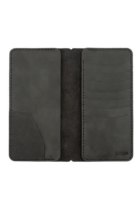 Isminizin Baş Harflerine Özel %100 Dana Deri Rainbow Uzun Antrasit Cüzdan