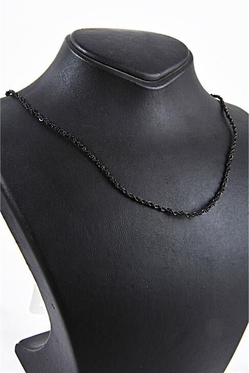 Sade Halat Zincir Siyah Renkli Unisex Kolye