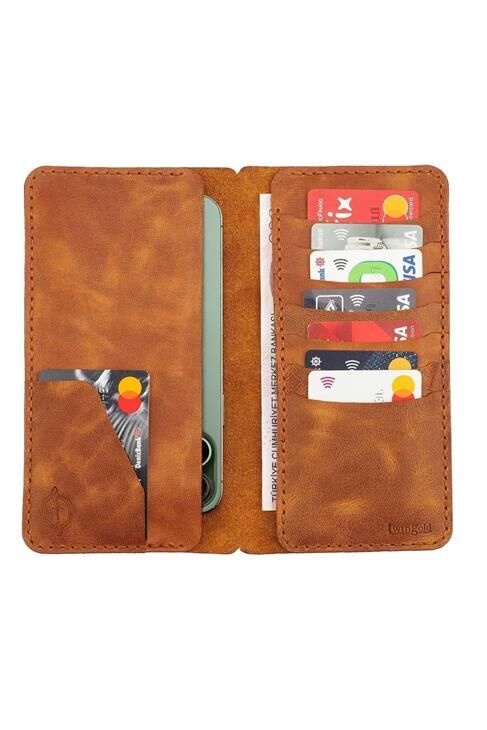 Isminizin Baş Harflerine Özel %100 Dana Deri Rainbow Uzun Camel Cüzdan