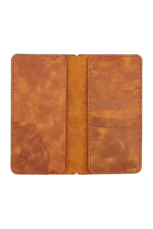 Isminizin Baş Harflerine Özel %100 Dana Deri Rainbow Uzun Camel Cüzdan