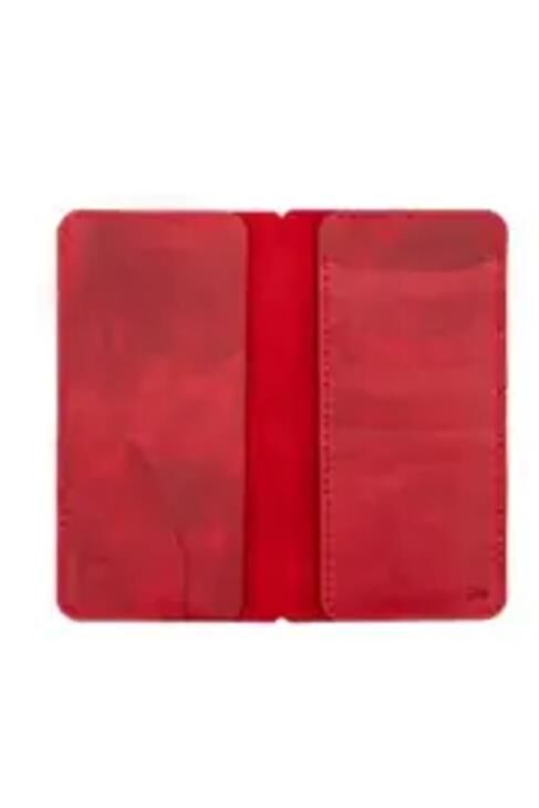 Isminizin Baş Harflerine Özel %100 Dana Deri Rainbow Uzun Kırmızı Cüzdan