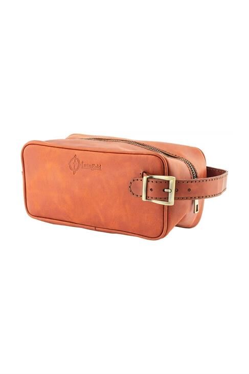 Kişiye Özel Deri Dopp Kit Kişisel Bakım Ve Seyehat Çantası - Tobacco