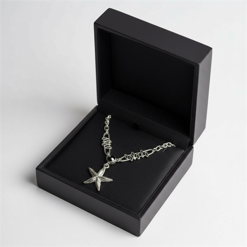 ÖZEL TASARIMLI GÜMÜŞ KAPLAMALI DENİZ YILDIZI TASARIMLI GÜMÜŞ KAPLAMA ZİNCİR KOLYE