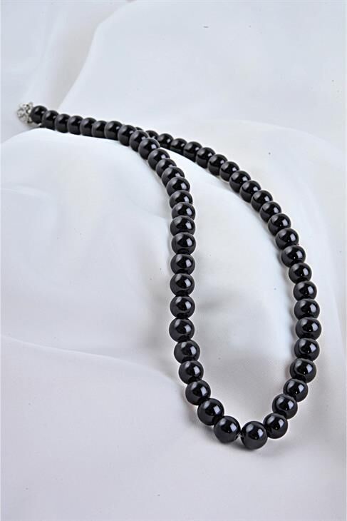 Siyah Renkli Inci Boncuklu Incili Kolye