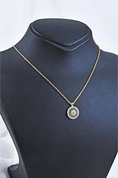 Nazarlık Tasarımlı Zirkon Taşlı Kadın Kız Kolye