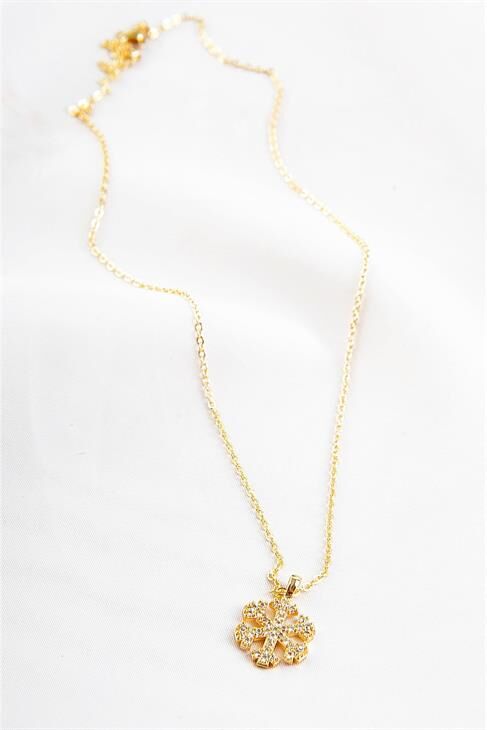 Kar Tanesi Tasarımlı Zirkon Taşlı Kolye