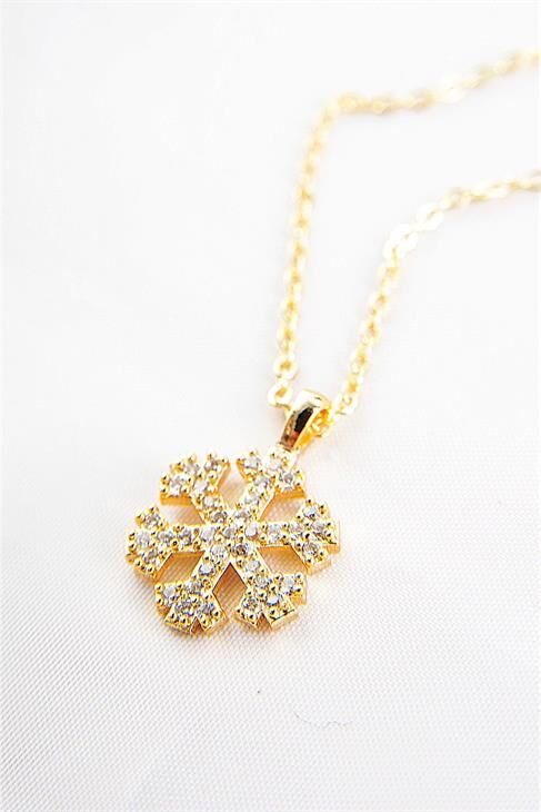 Kar Tanesi Tasarımlı Zirkon Taşlı Kolye