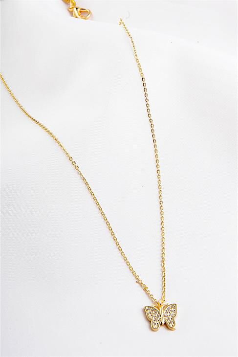 Kelebek Tasarımlı Zirkon Taşlı Kolye